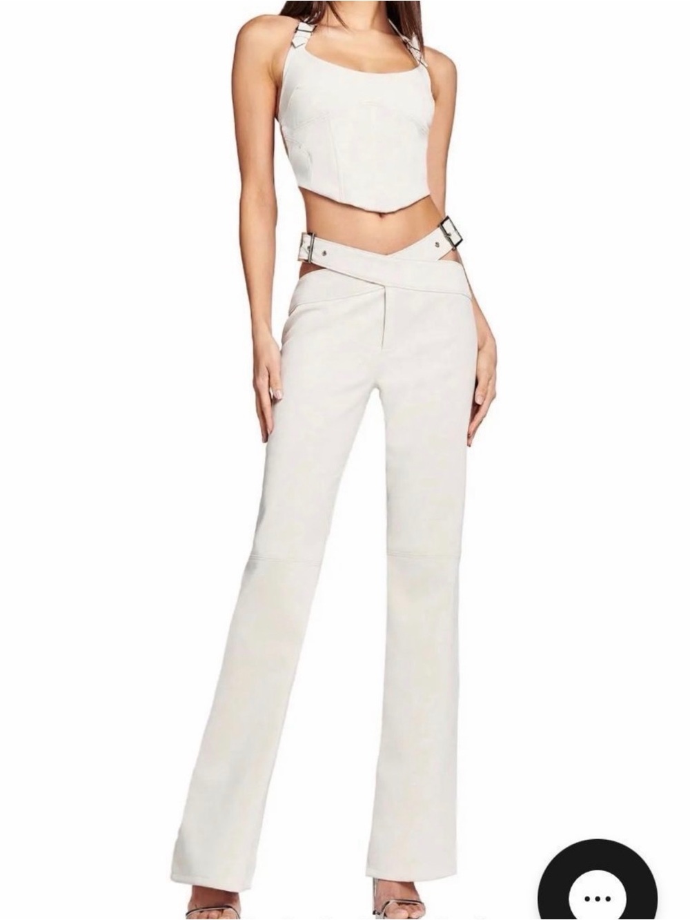 I.AM.GIA Women's Cream Cutout Waist Pants - Sleek High-Rise Style